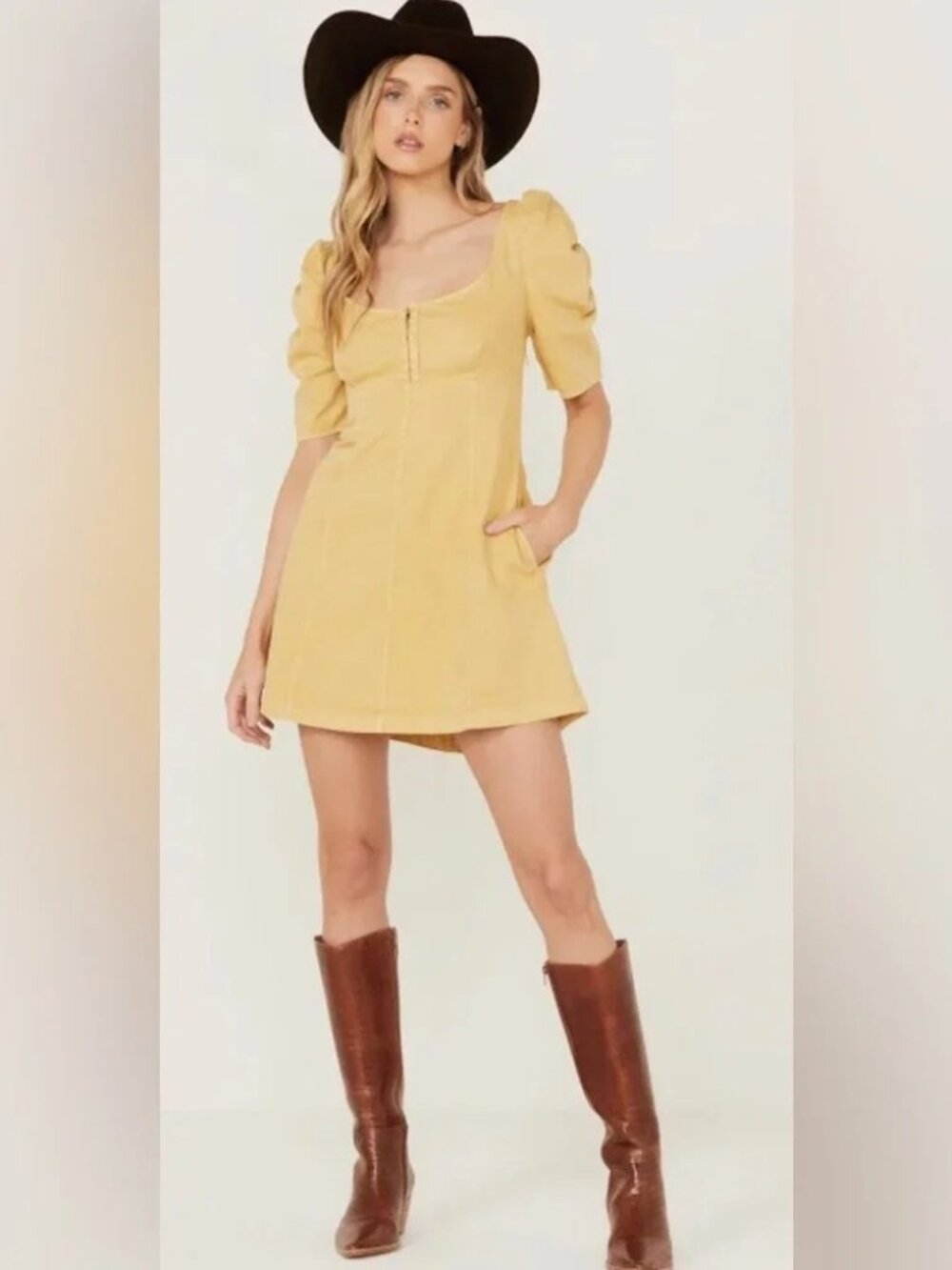 Free People NWT Cheyenne Denim Mini in Sand Dune - Size XL
